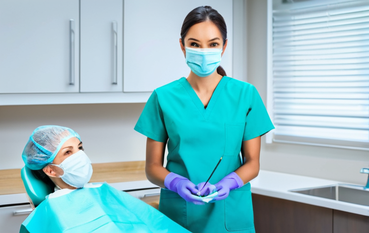 치과위생사 진료실 위생관리 체계 - **Image Prompt: Sterilization Hub of a Modern Dental Clinic**
    A bright, ultra-modern sterilizati...