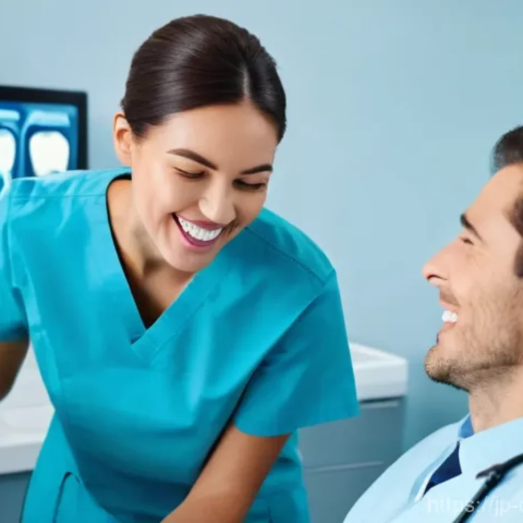 치과위생사 학과 선택 가이드 - **A modern dental hygienist explaining digital oral scan results to a patient.**
    *   **Prompt:**...